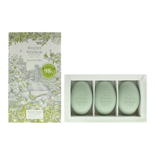Set Trio, Woods Of Windsor, Lily Of The Valley, Moisturizing, Massage Soap Bar, Shea butter, 3 pcs, 60 g